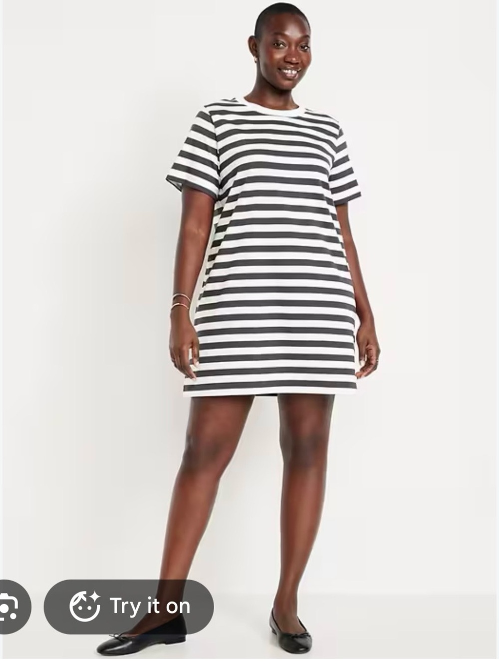 NWT Old Navy Striped Black and Grey Crewneck Women’s T- Shirt Dress - Picture 4 of 11